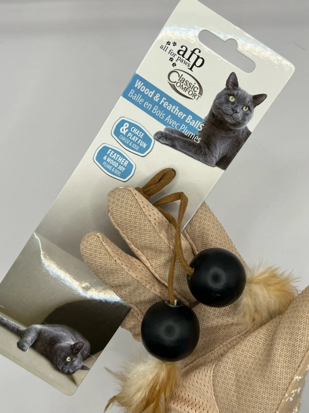 Wood and Feather Cat Toy